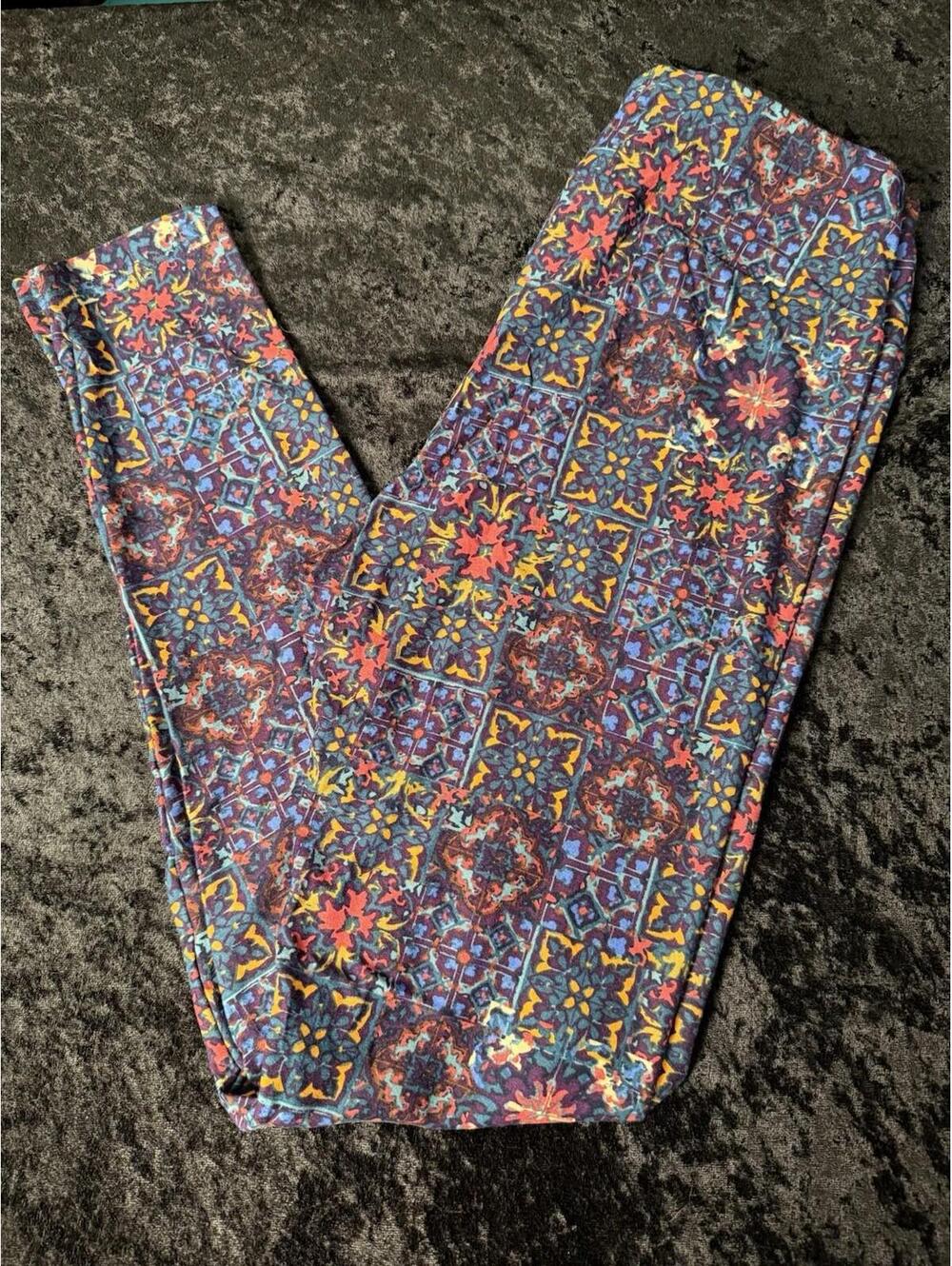 LuLaRoe Leggings One Size OS Pink Floral Purple Orange Blue Soft High Rise NWOT